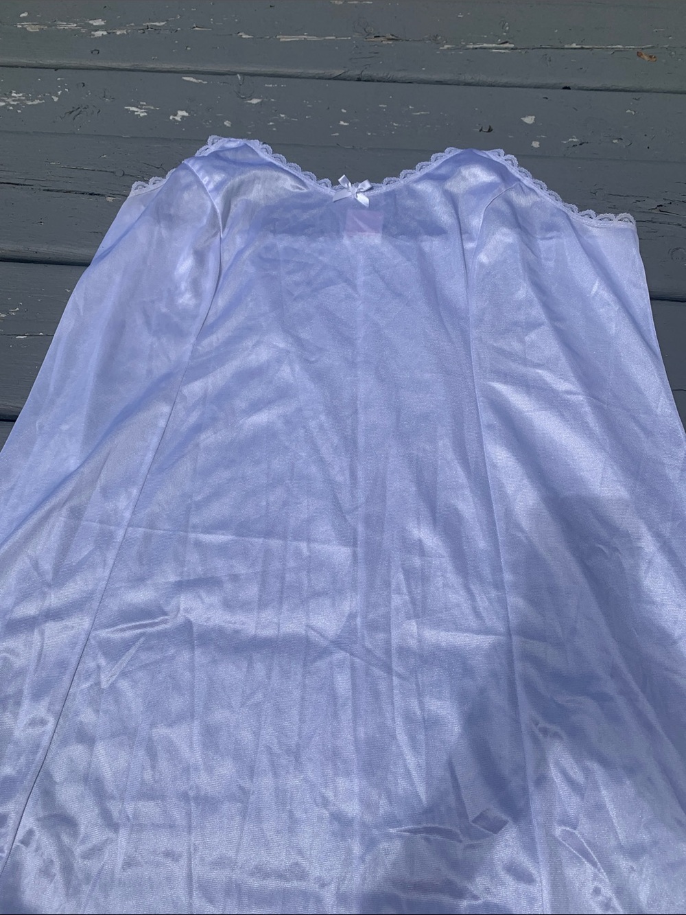White Satin Slip Dress - Size L